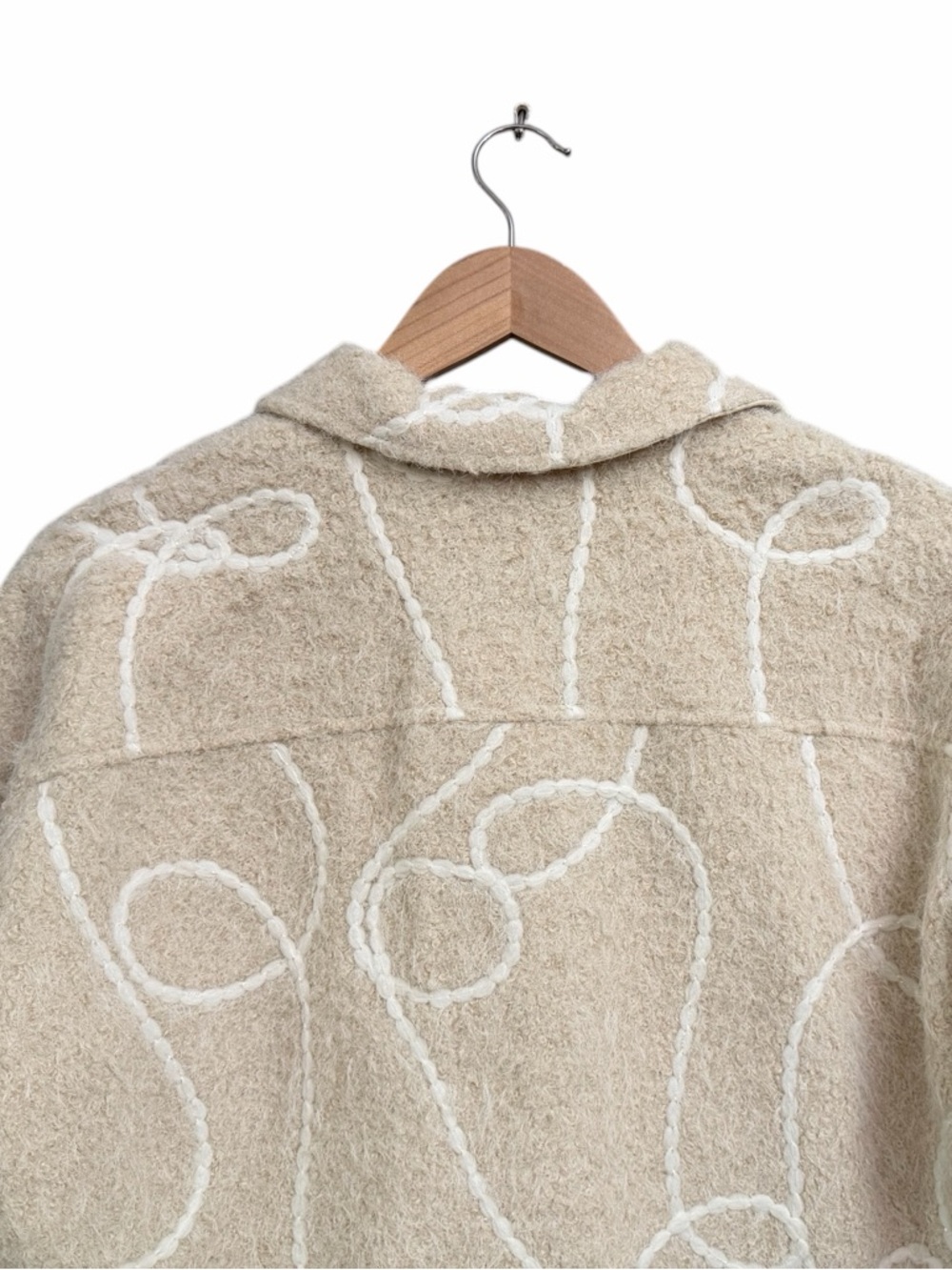 Little Lies Ribbon Pattern Shacket in Cream - Picture 4 of 9